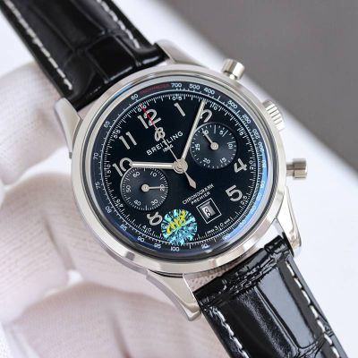 BLS Factory Breitling Premier B01 Chronograph 316L Steel 42mm Asia 7750 Movement Black/White Dial Men Watch